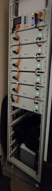 Rack cu baterii Deye în funcțiune